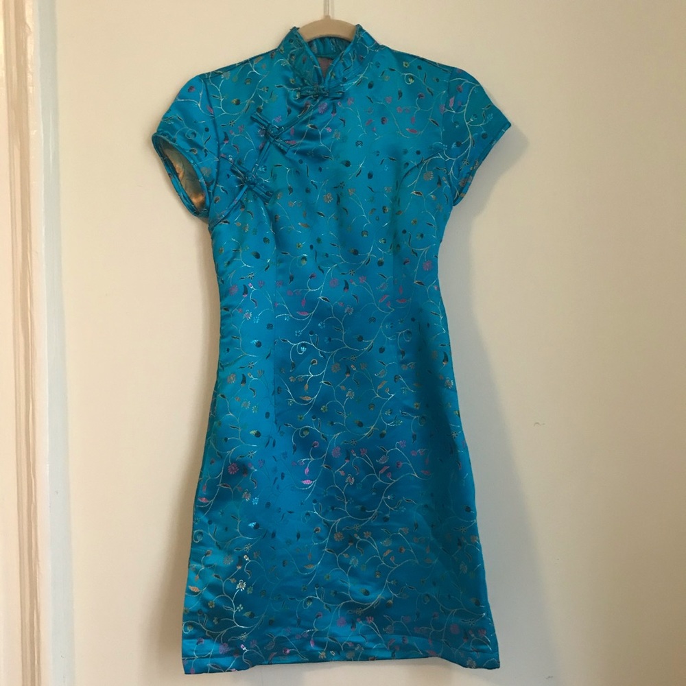 Vintage 90s cheongsam style satin mini dress
